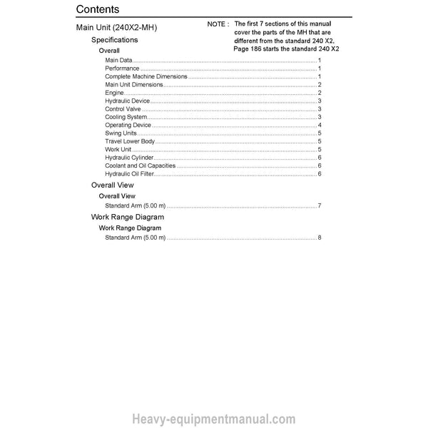 Link-Belt 240X2-MH Excavator Service Manual PDF