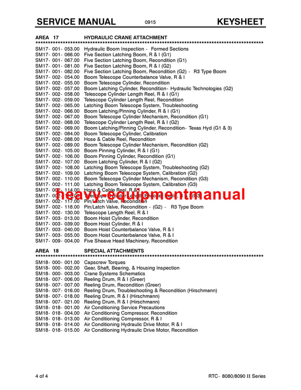 Link Belt 100RT Crane Full Complete Service Manual
