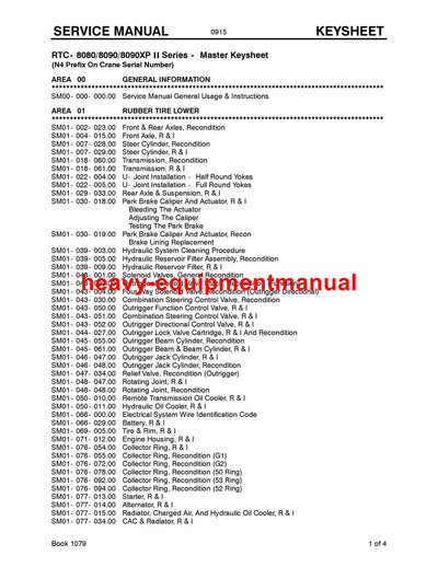 Link Belt 110RTXP Crane Full Complete Service Manual