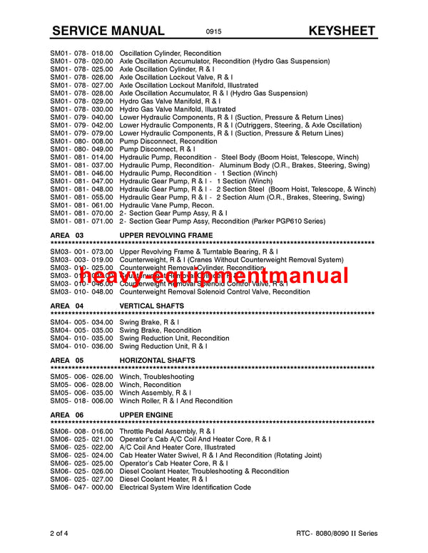 Link Belt 100RT XL Crane Full Complete Service Manual