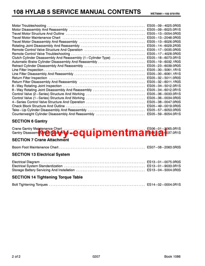Link Belt 108 HYLAB 5 Crane Full Complete Service Manual