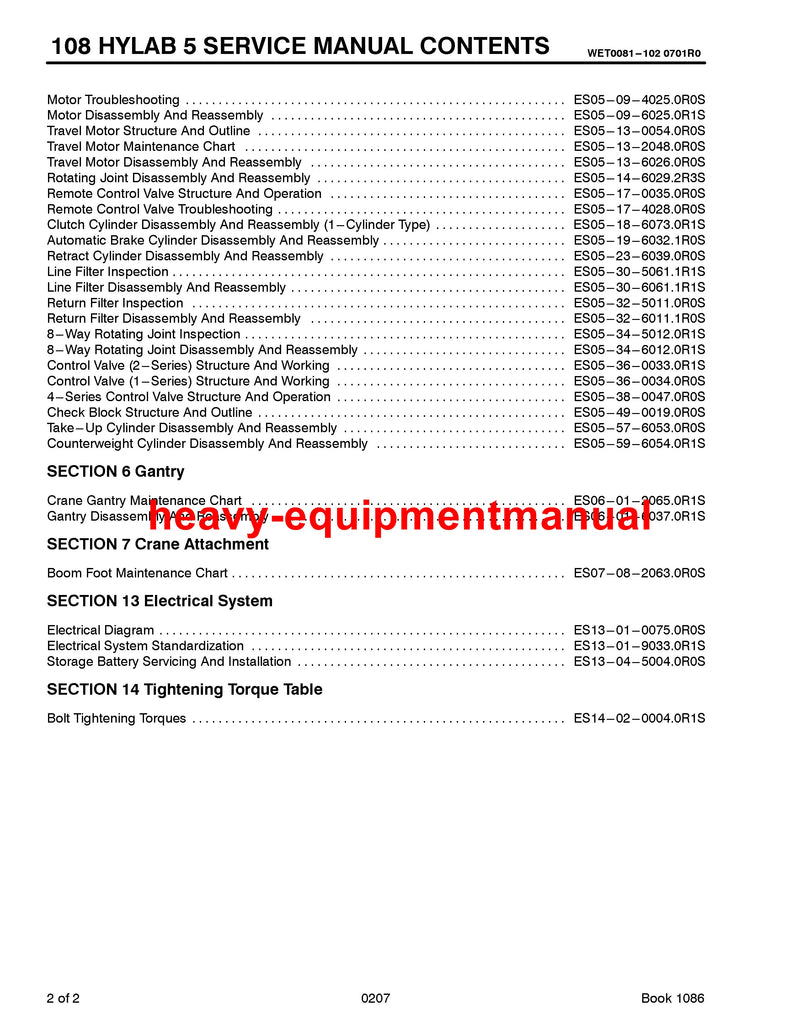 Link Belt 108 HYLAB 5 Crane Full Complete Service Manual