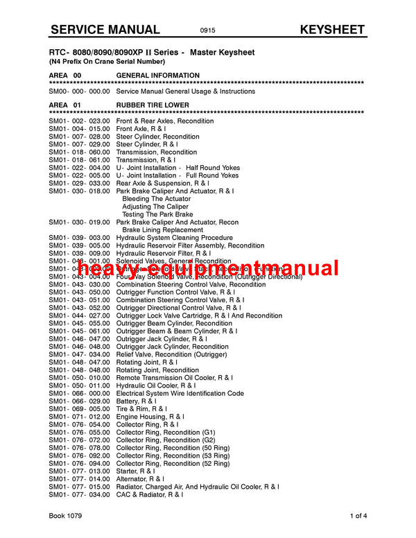 Link Belt Crane 110RT Official Repair Service Manual