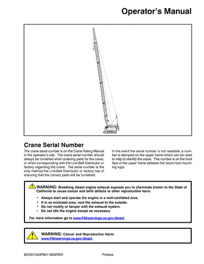 Link Belt 138 HSL Crane Operator Manual