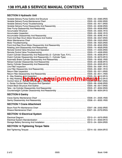 Link Belt 138 HYLAB 5 Crane Full Complete Service Manual