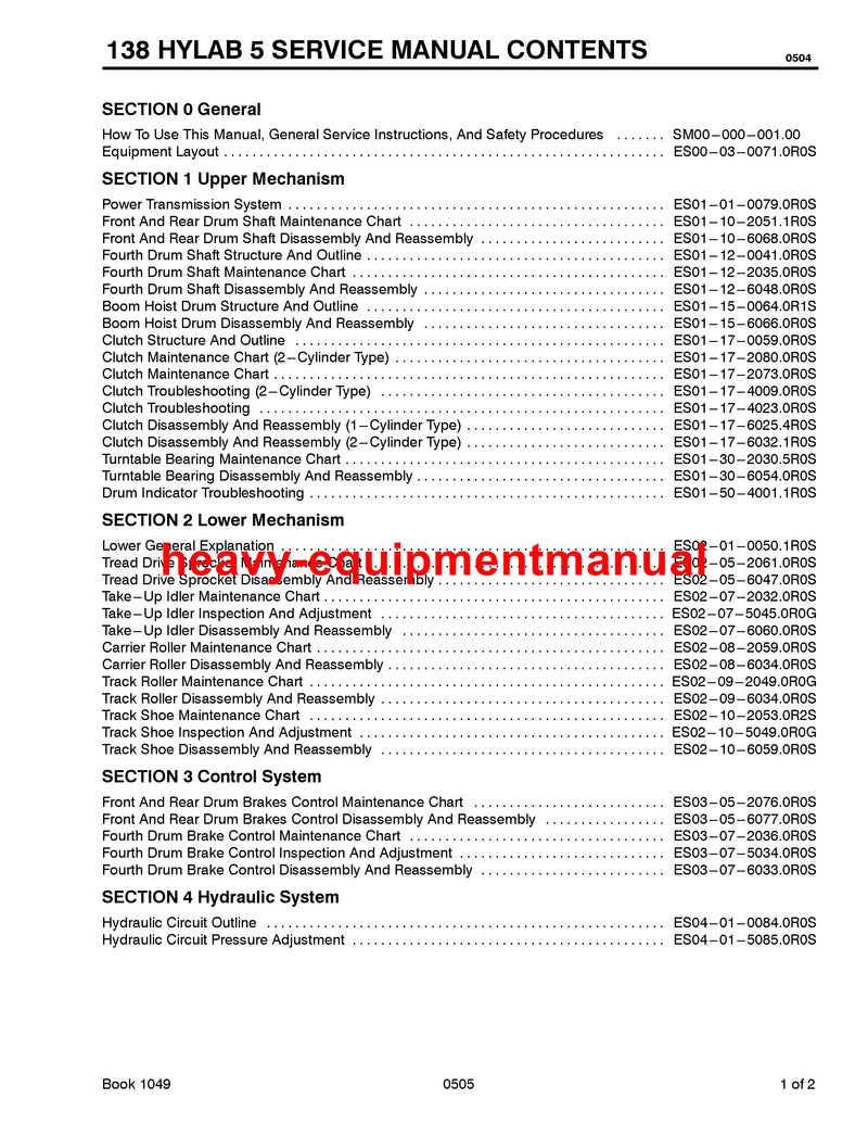 Link Belt 138 HYLAB 5 Crane Full Complete Service Manual