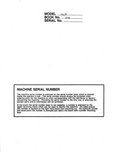 Link Belt LS-78 Crane Operator Manual