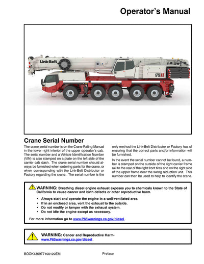 Link Belt 175AT Crane Operator Manual