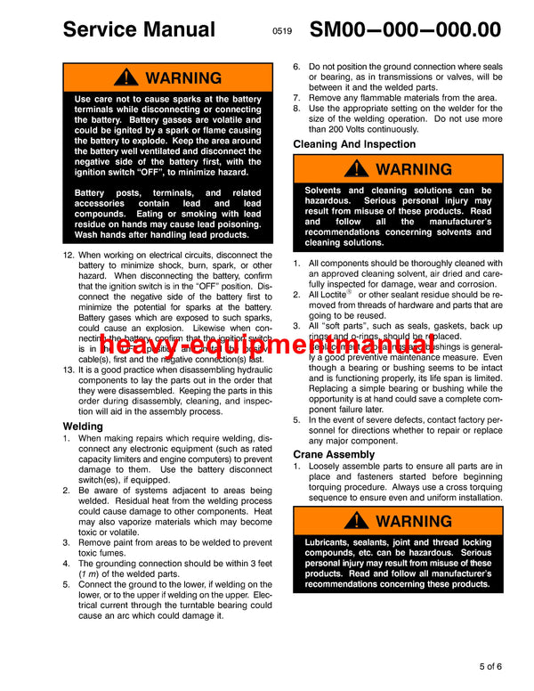 Link Belt 175 AT Crane Full Complete Service Manual