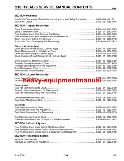Link Belt 218 HYLAB 5 Crane Full Complete Service Manual
