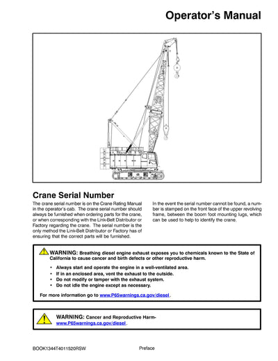 Link Belt 228 HSL Crane Operator Manual