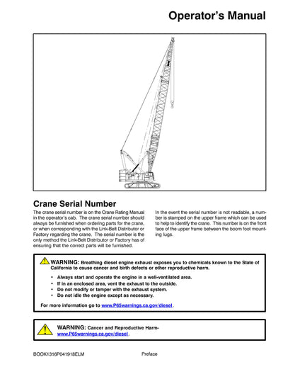 Link Belt 238 HSL Crane Operator Manual