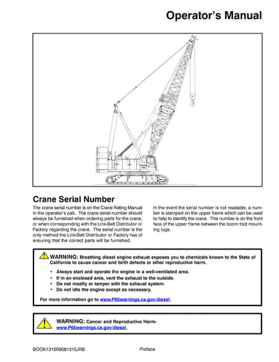 Link Belt 248 HSL Crane Operator Manual