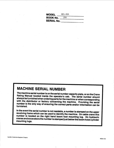 Link Belt ABS-48A Crane Operator Manual