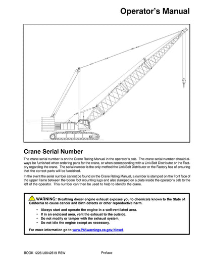 Link Belt 348 HYLAB 5 Crane Operator Manual