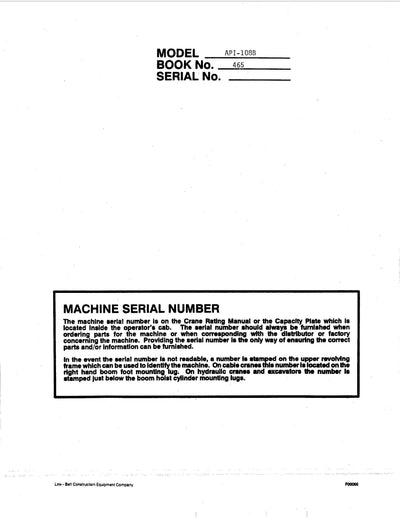 Link Belt API-108B Crane Operator Manual