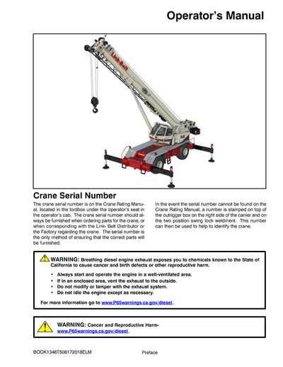 Link Belt 75RT Crane Operator Manual