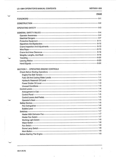 Link Belt LS-138H Crane Operator Manual