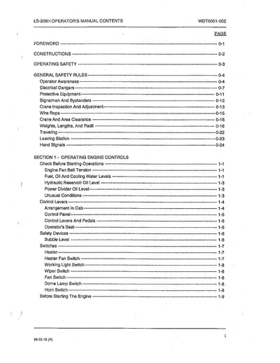 Link Belt LS-208H Crane Operator Manual