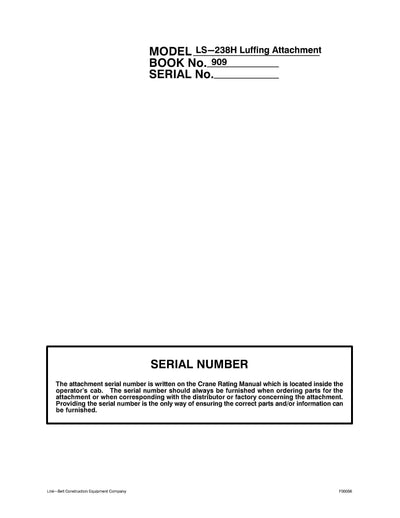 Link Belt LS-238H Luffer Crane Operator Manual
