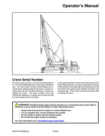 Link Belt HC-238H II Crane Operator Manual