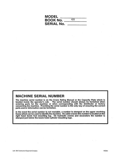 Link Belt HSP-15XL Crane Operator Manual