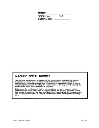 Link Belt HSP-8018XL Crane Operator Manual