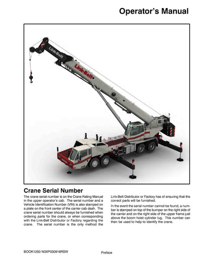 Link Belt HTC-86100XP Crane Operator Manual