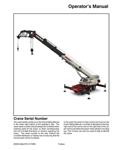 Link Belt RTC-80110XP II Crane Operator Manual