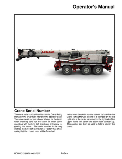 Link Belt RTC-80150XP II Crane Operator Manual