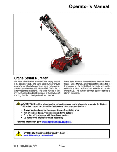 Link Belt RTC-8050 II Crane Operator Manual
