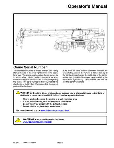 Link Belt RTC-8065 II Crane Operator Manual