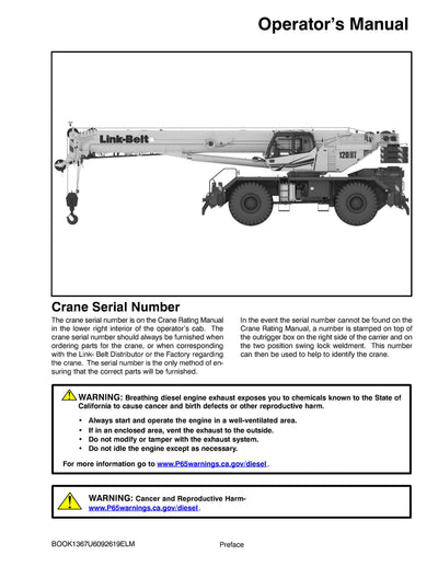 Link Belt RTC U6 Crane Operator Manual