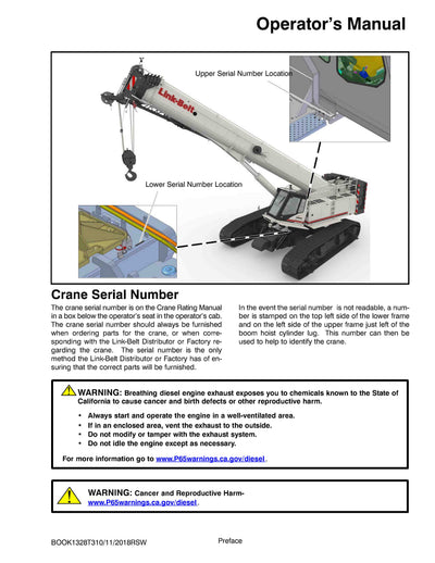 Link Belt TCC-1400 Crane Operator Manual