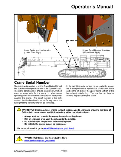 Link Belt TCC-2500f Crane Operator Manual
