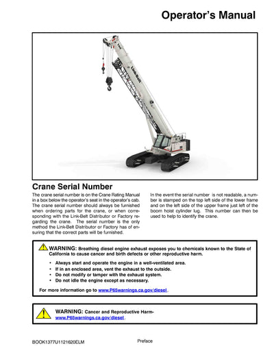 Link Belt TCC-800 Crane Operator Manual