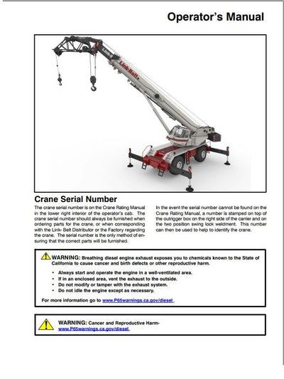 Link Belt HC-238A Crane Operator Manual
