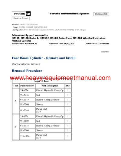 DOWNLOAD CATERPILLAR M315D2 WHEELED EXCAVATOR SERVICE REPAIR MANUAL CH3