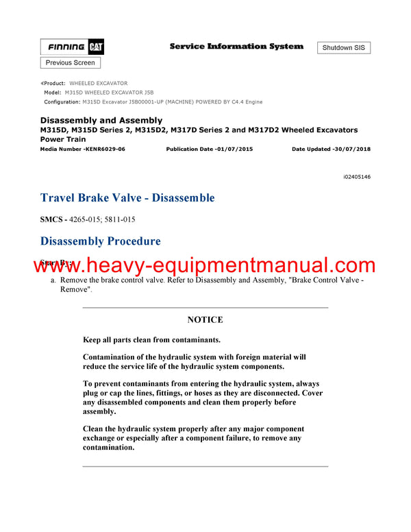 DOWNLOAD CATERPILLAR M315D WHEELED EXCAVATOR SERVICE REPAIR MANUAL J5B