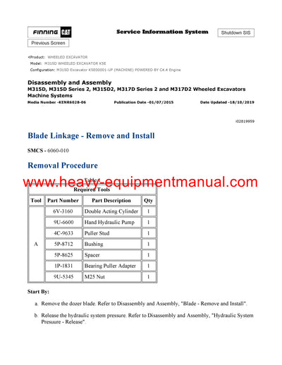 DOWNLOAD CATERPILLAR M315D WHEELED EXCAVATOR SERVICE REPAIR MANUAL K5E