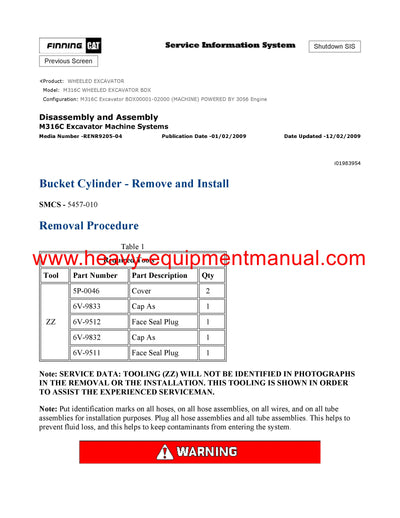 DOWNLOAD CATERPILLAR M316C WHEELED EXCAVATOR SERVICE REPAIR MANUAL BDX