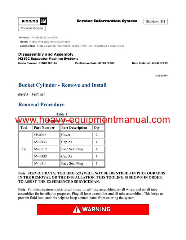 DOWNLOAD CATERPILLAR M316C WHEELED EXCAVATOR SERVICE REPAIR MANUAL BDX