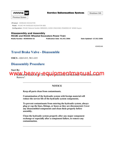 DOWNLOAD CATERPILLAR M318C MH WHEELED EXCAVATOR SERVICE REPAIR MANUAL BEB