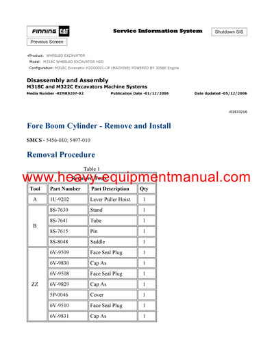 DOWNLOAD CATERPILLAR M318C WHEELED EXCAVATOR SERVICE REPAIR MANUAL H2D