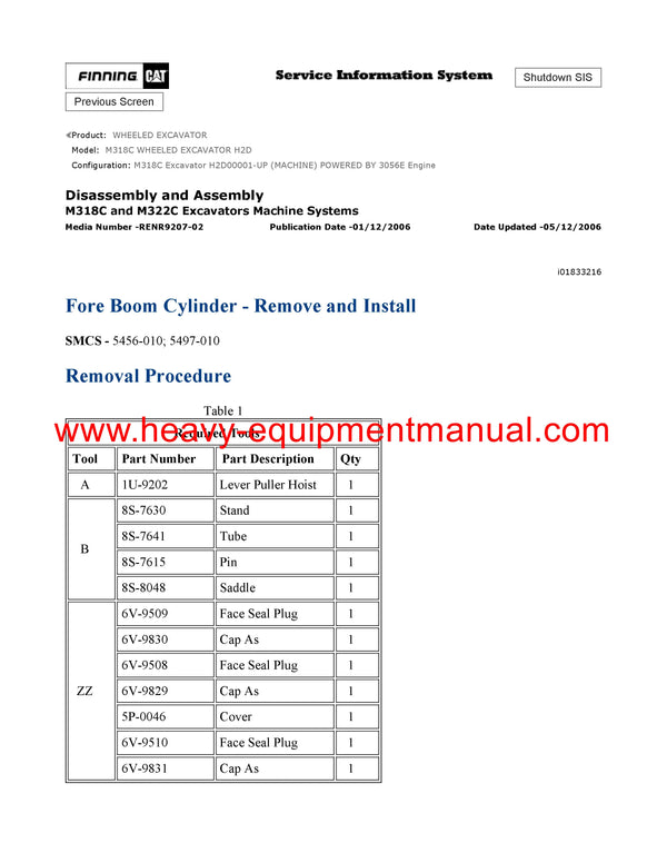 DOWNLOAD CATERPILLAR M318C WHEELED EXCAVATOR SERVICE REPAIR MANUAL H2D