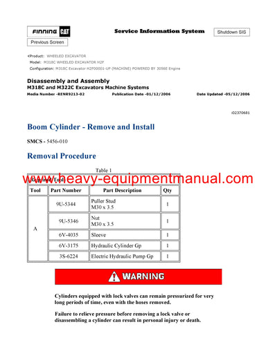 DOWNLOAD CATERPILLAR M318C WHEELED EXCAVATOR SERVICE REPAIR MANUAL H2F