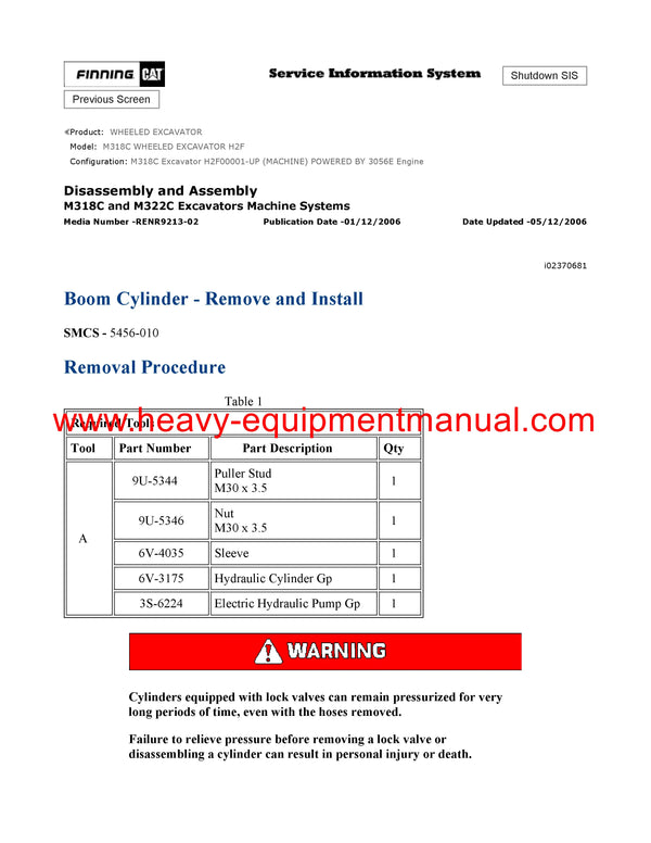 DOWNLOAD CATERPILLAR M318C WHEELED EXCAVATOR SERVICE REPAIR MANUAL H2F