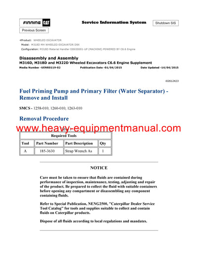 DOWNLOAD CATERPILLAR M318D MH WHEELED EXCAVATOR SERVICE REPAIR MANUAL D9X