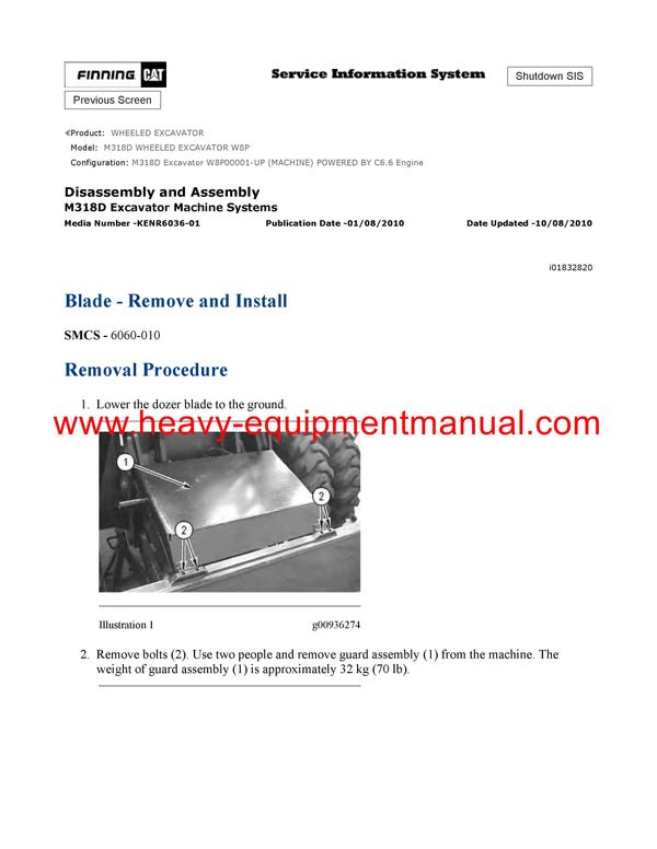 DOWNLOAD CATERPILLAR M318D WHEELED EXCAVATOR SERVICE REPAIR MANUAL W8P