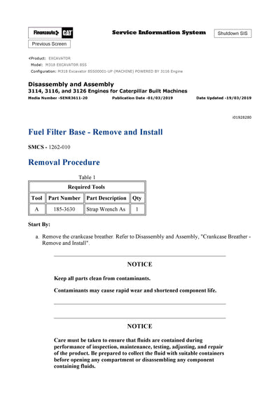 DOWNLOAD CATERPILLAR M318 WHEELED EXCAVATOR SERVICE REPAIR MANUAL 8SS